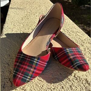 Issac Mizrahi Plaid Red Women's Flats 7.5